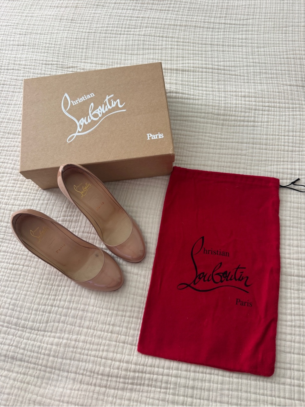 Christian Louboutin Blush Patent Round-Toe Pumps